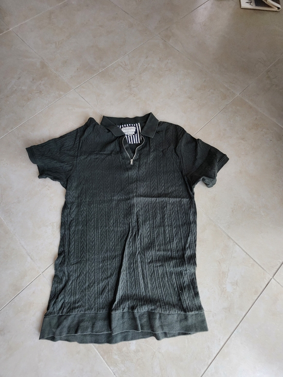 Denim & Flower Other - Denim & Flower Dark Green Short Sleeve Polo with Zip Placket